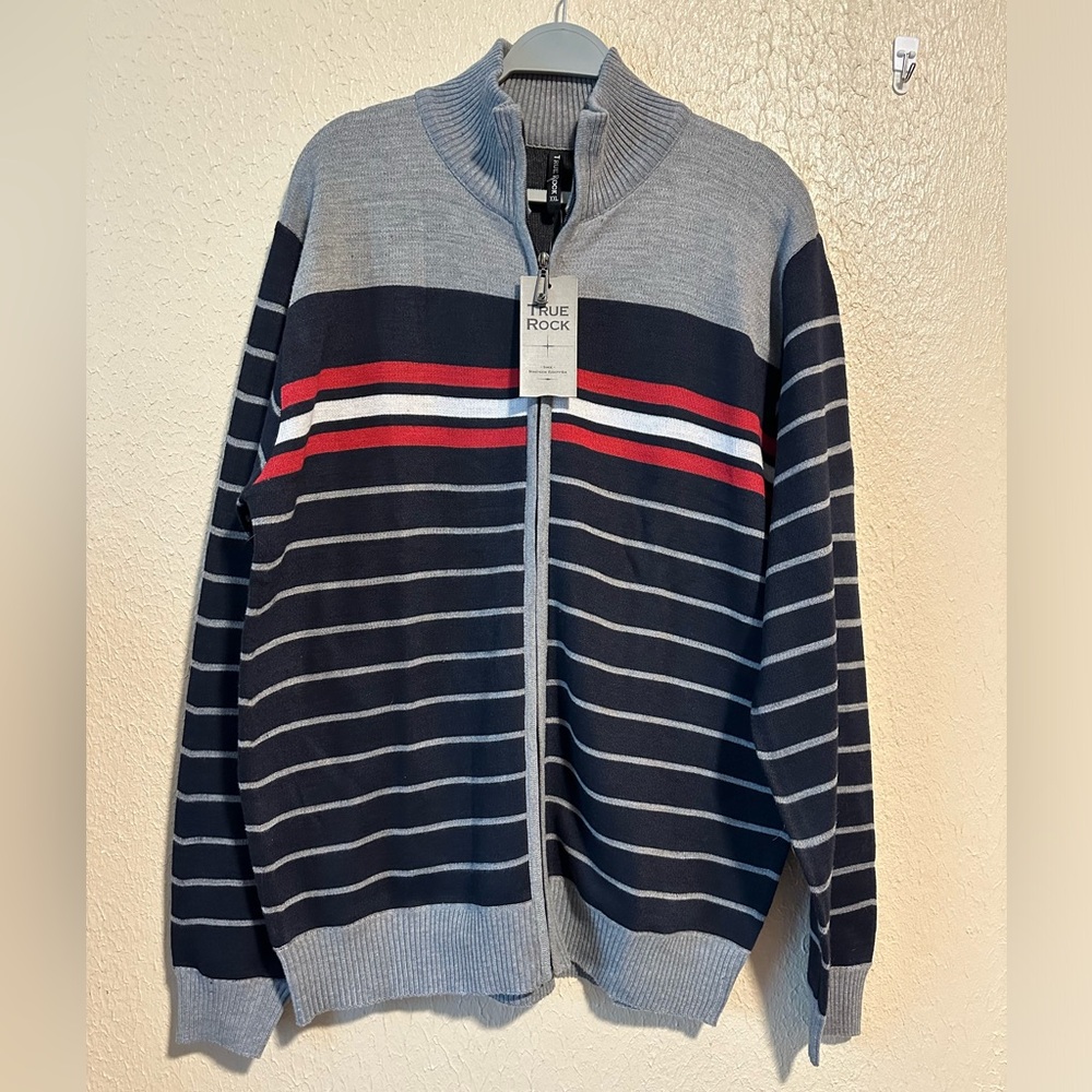 True Rock Cardigan Sweater Jacket Full Zip Size XXL